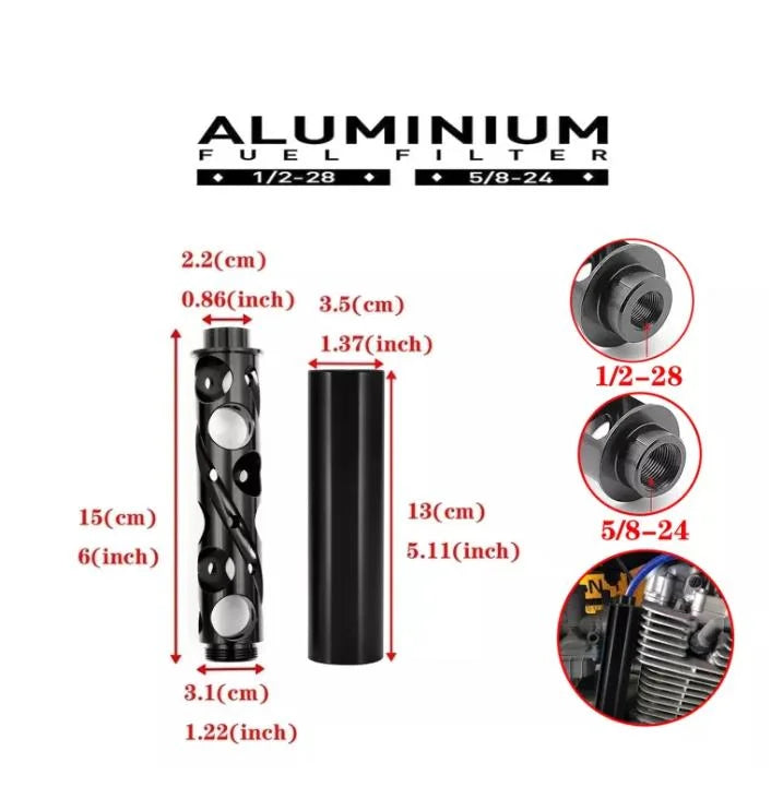 6 Inch Sprial Aluminum Fuel Filter Solvent Trap 1/2-20 1/2-28 5/8-24 M14*1 M14*1L M14*1.5 For Napa 4003 Wix 24003